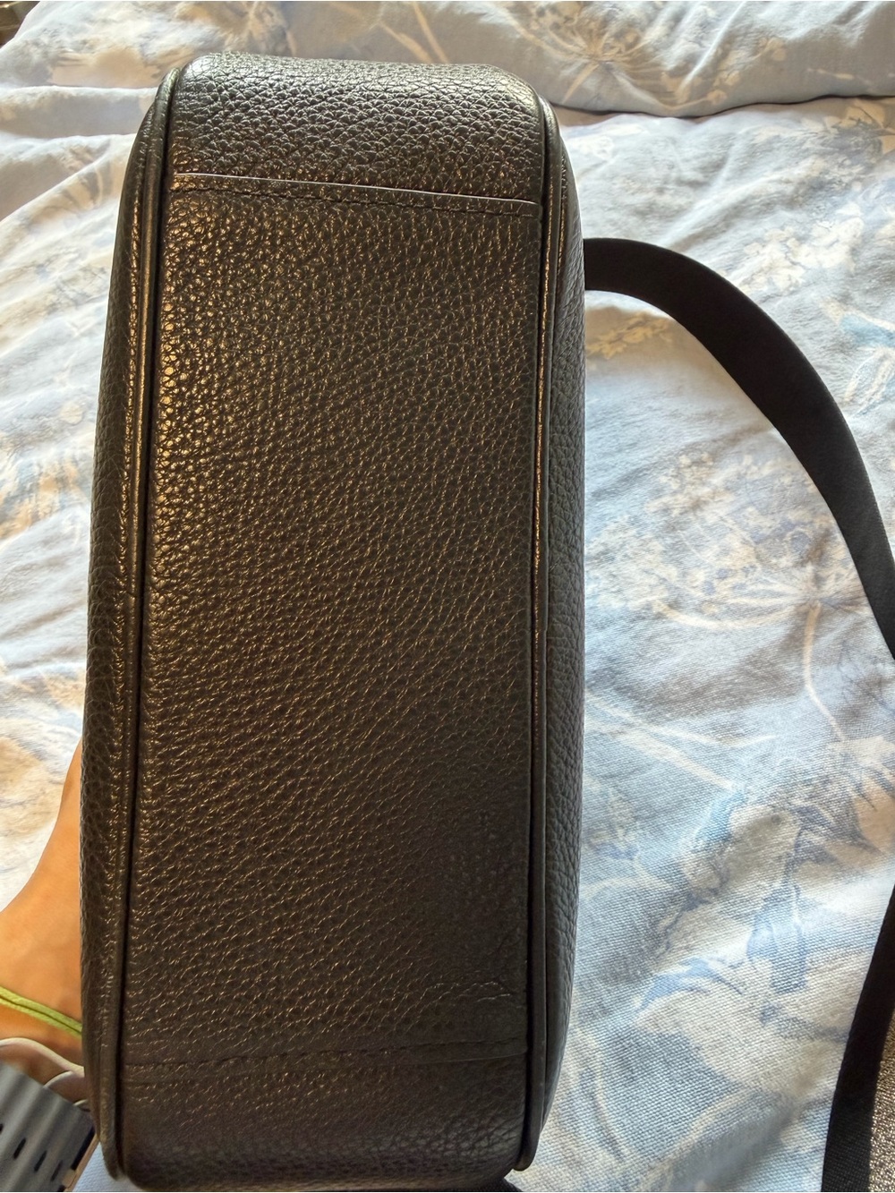 Coach Black Pebbled Leather Bag with Metallic-Trim Strap - Picture 6 of 8